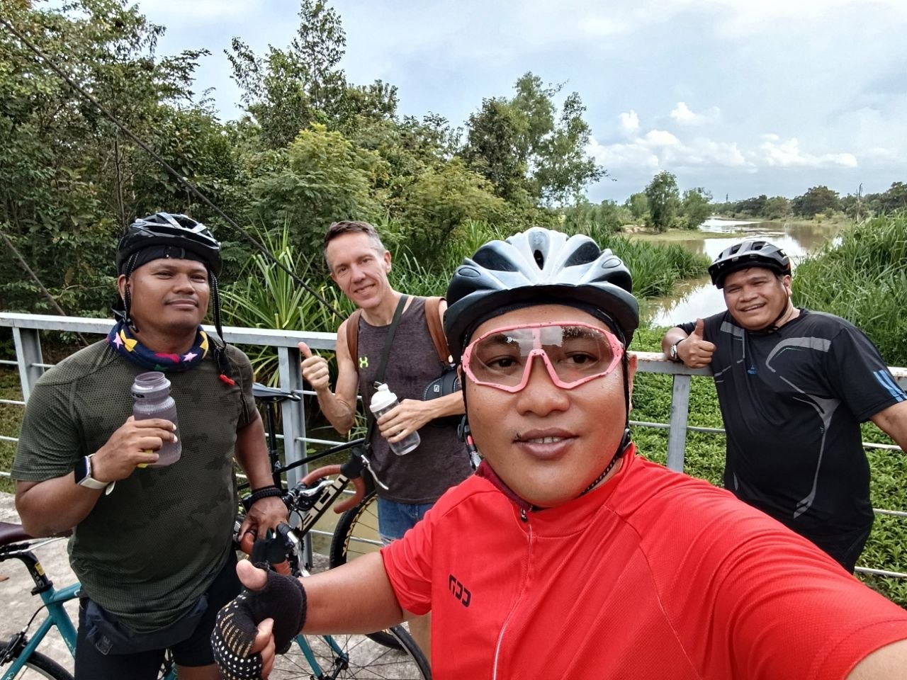 Pieter Keeve cycling with friends near Siem Reap